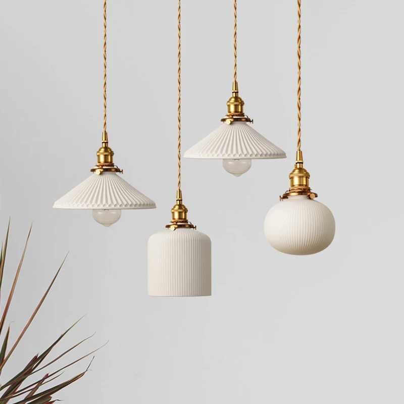 

Современная Люстра для гостиной, столовой, барной стойки, латунная керамическая Подвесная лампа в японском стиле для дома, спальни, прикров...