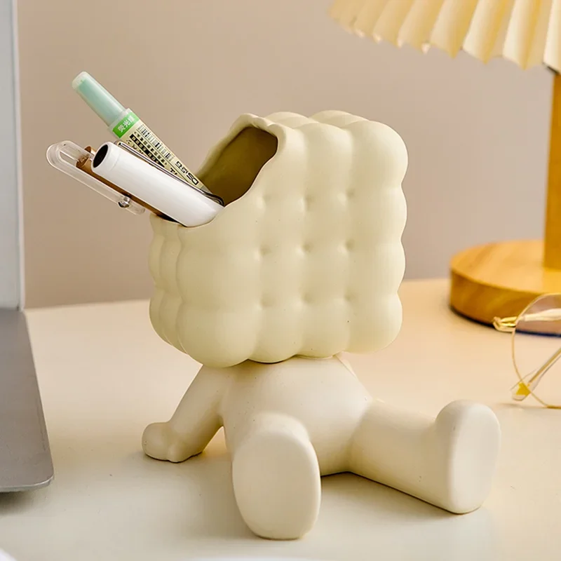 

Kawaii Декор для комнаты, печенье, мужские украшения, керамическая фигурка, многофункциональное настольное украшение, держатель для ручки, ваза для украшения интерьера подарок