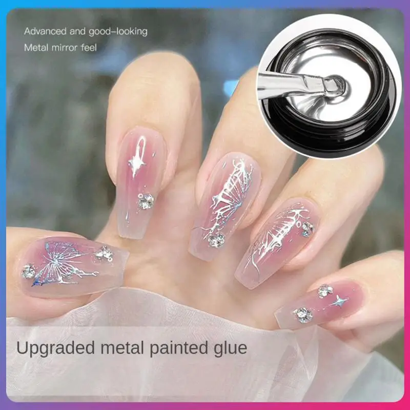 

Silver Nail Metal Glue Pull Line Crochet Nail Polish Nail Supplies Nail Phototherapy Gel Painted Glue Mirror Nail Glue Metal