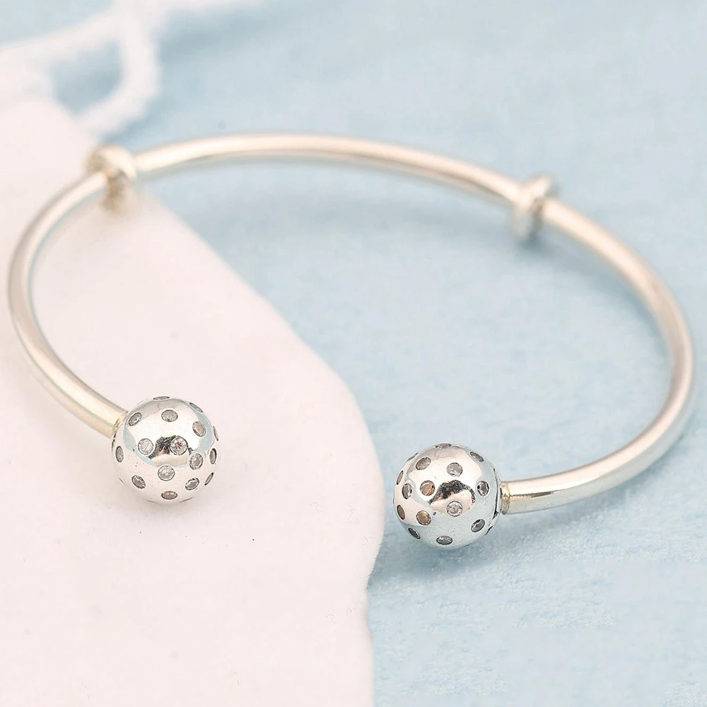 Шапочки с блестящим логотипом паве моментов из стерлингового серебра 925 пробы