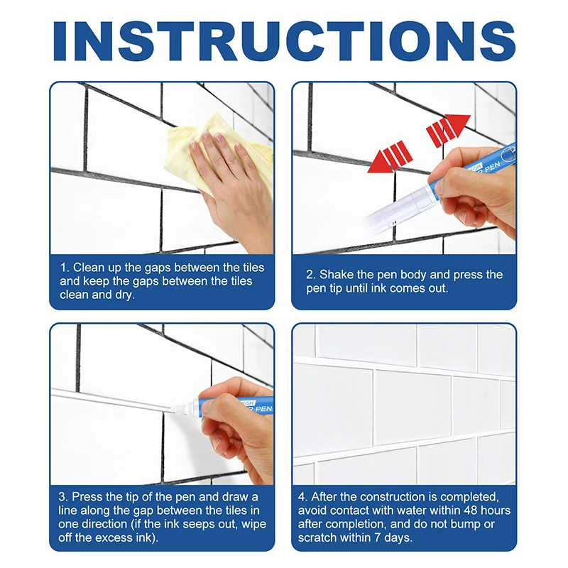 3Pcs Color Pen White Tile Refill Grout Gap Repair Bathroom Porcelain Filling Waterproof Mouldproof Cleaner Agents Paint |