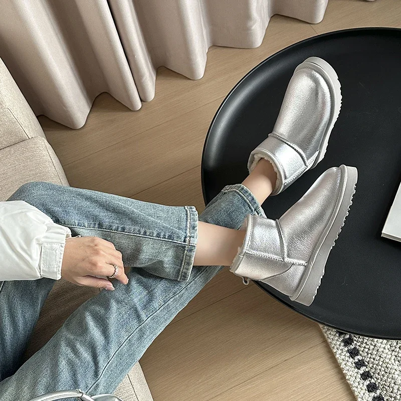 Зимние женские ботинки из спилока на платформе с круглым носком размер 35 - 43 цвет