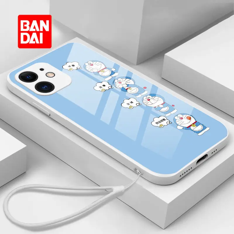 

Bandai Cartoon Doraemon Glass Phone Case for iPhone 13 13Pro 12 12Pro 11 Pro X XS Max XR 7 8 Plus Kawaii Back Covers Fundas
