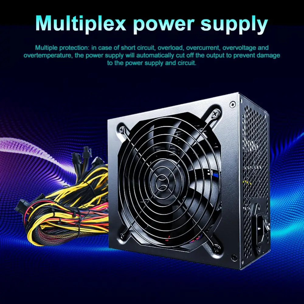 2000W 160V-240V ATX ETH Mining Bitcoin Power Supply PC Power 95% Efficiency Support 8 Display Cards GPU For BTC Bitcoin Miner