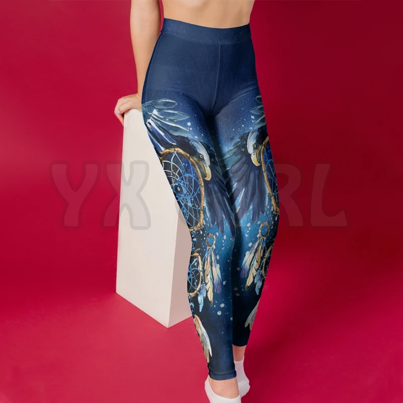 YX GIRL Women's For Girl Native Feather 3D Printed Leggings Sexy Elastic Female Skinny Leggings Gothic Yoga Leggings