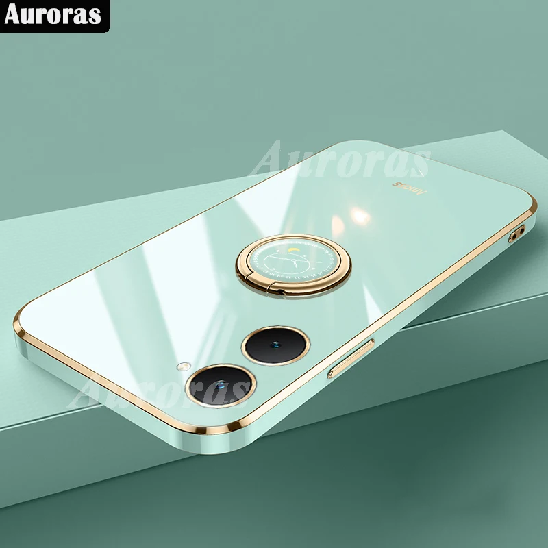 Auroras для VIVO Y03 Y18 4G Y18S чехол с кольцом однотонная Гальваническая силиконовая