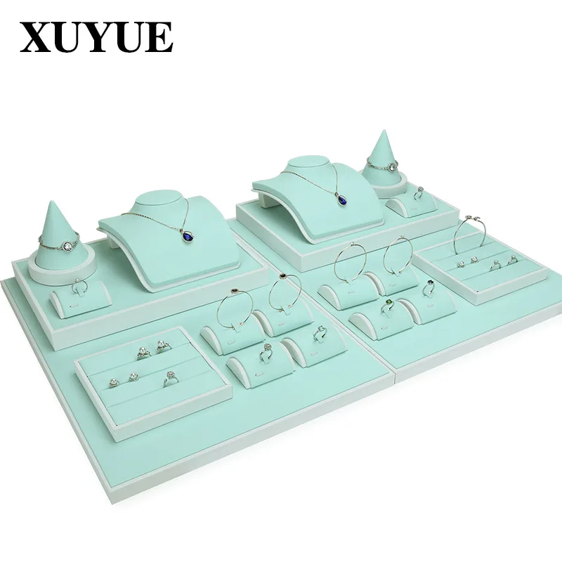 

Jewelry display rack Necklace Bracelet display props manufacturer direct selling mint green suit jewelry shooting storage tray