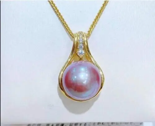 Великолепное фиолетовое ожерелье с подвеской из жемчуга Южных морей диаметром