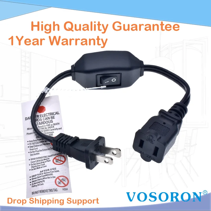 Удлинитель US с выключателем ВКЛ./ВЫКЛ., удлинитель ВКЛ./ВЫКЛ., 2-зубчатый поляризованный удлинитель с выключателем 12 а/125 в