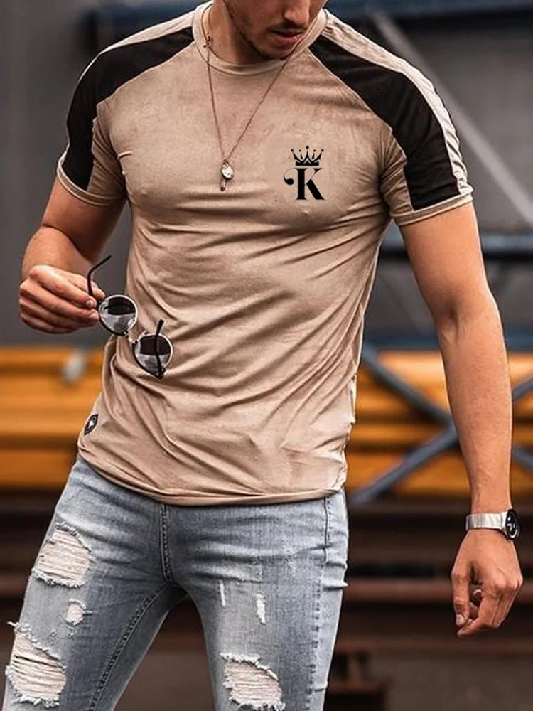 

Slim Fit Round Neck Short Sleeve Printed All Match Hip Hop Pullover Basic Shirt Tee Casual Fashion Mens Street Style Top T Shirt