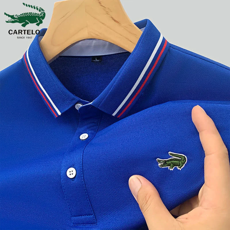 

CARTELO Summer New Men's Lapel Anti-pillin Polo Shirt Embroidered Short Sleeve Casual Business Fashion Slim Fit Polo Shirt for