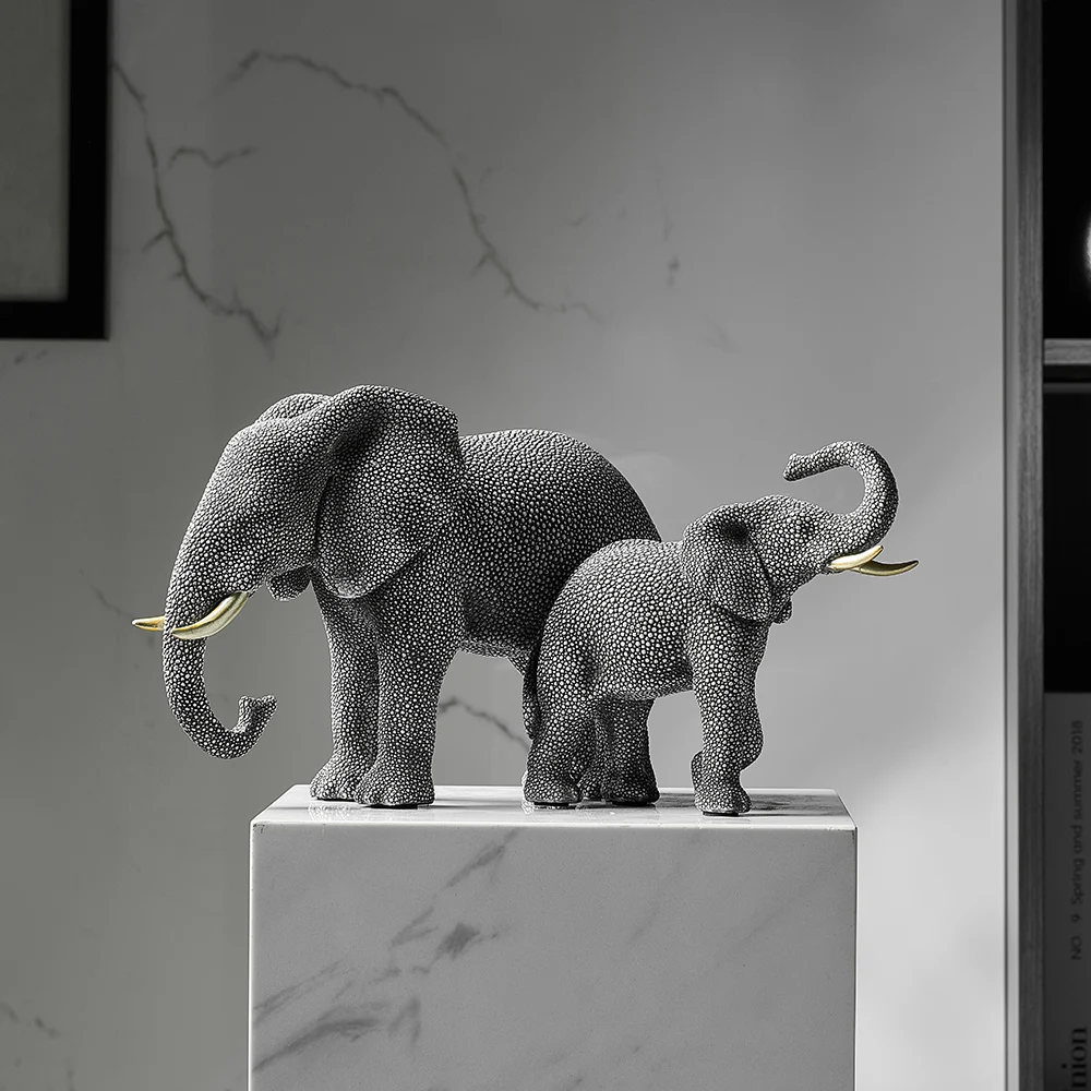 

Home Abstract Elephant Sculpture Resin Creative Black Style Figurine Desktop Animal Crafts Decoration European Statue Ornament