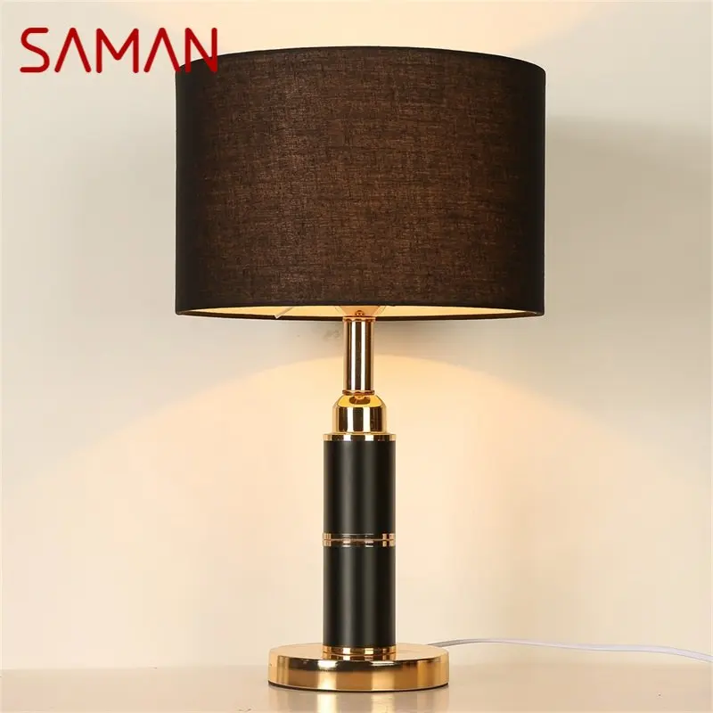 

SAMAN Table Lamps Modern Luxury Design LED Black Desk Light Decorative For Home Bedside