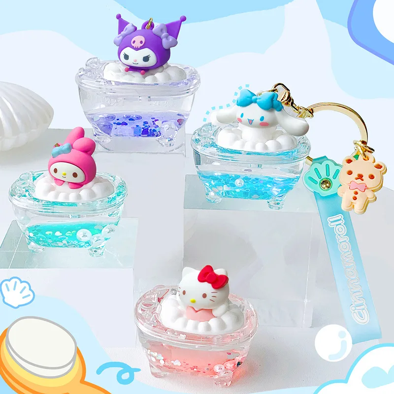 

Cinnamoroll Melody Kuromi Kt Refreshing Summer Love Bath Series Keychain Doll Trinkets Schoolbag Pendant Car Ornament Key Chain