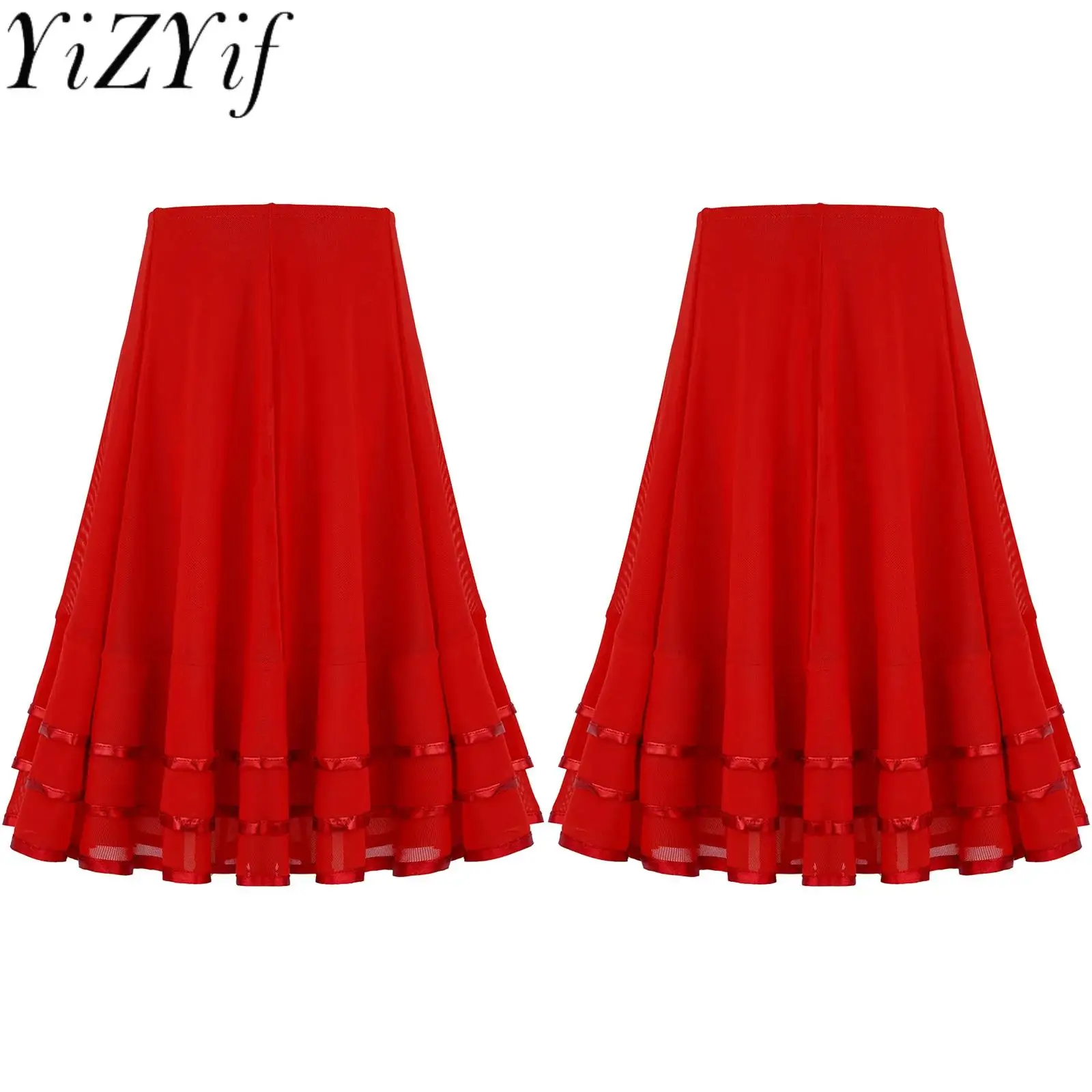 Элегантная юбка для бальных танцев латинских фламенко девочек балетная