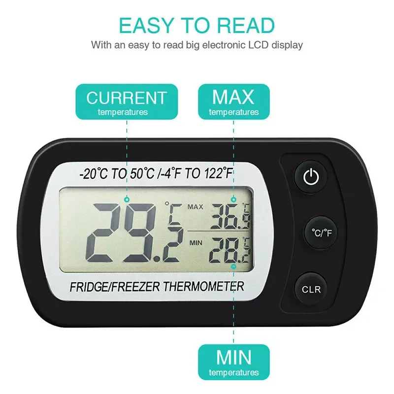 

Digital Screen Precision Refrigerator Thermometer Fridge Freezer With Adjustable Stand Magnet From -20 To 50 ℃ Thermometer