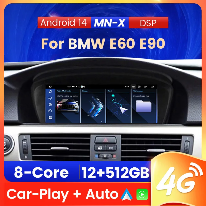 Беспроводное автомобильное мультимедийное радио CarPlay Android Auto для BMW 5/3 серии E60 E61
