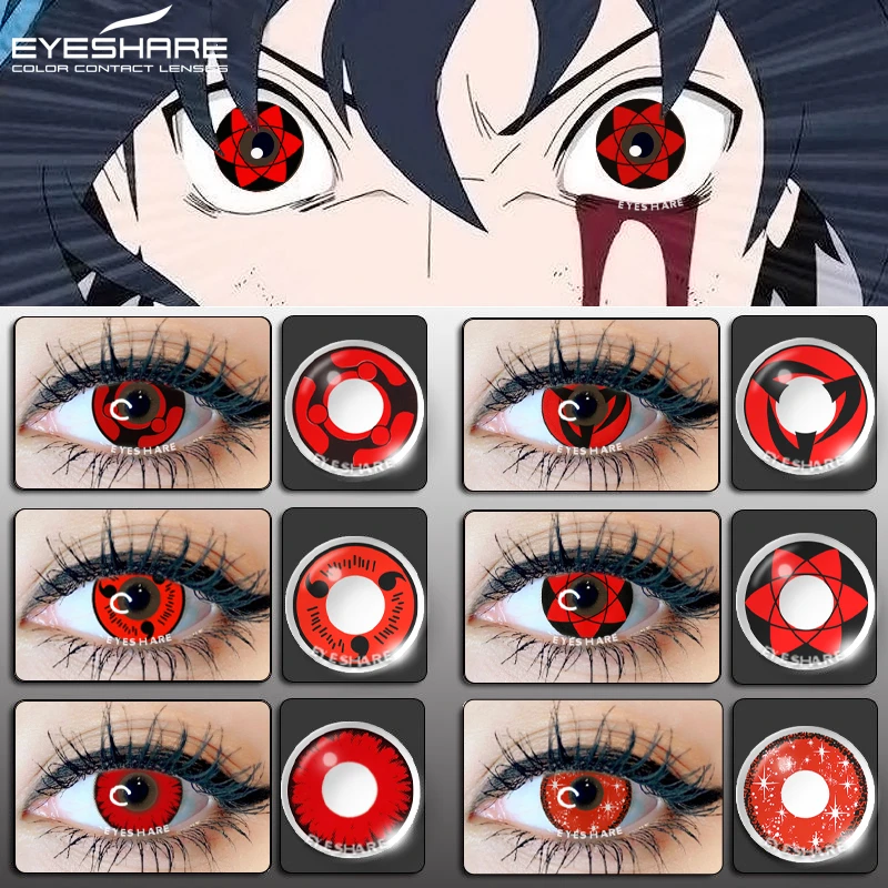 EYESHARE 1 Pair Sharingan Contact Lenses for Eyes Cosplay Lenses Red Anime Lense Hatake Kakashi Lenses Yearly Eyes Contact Lens