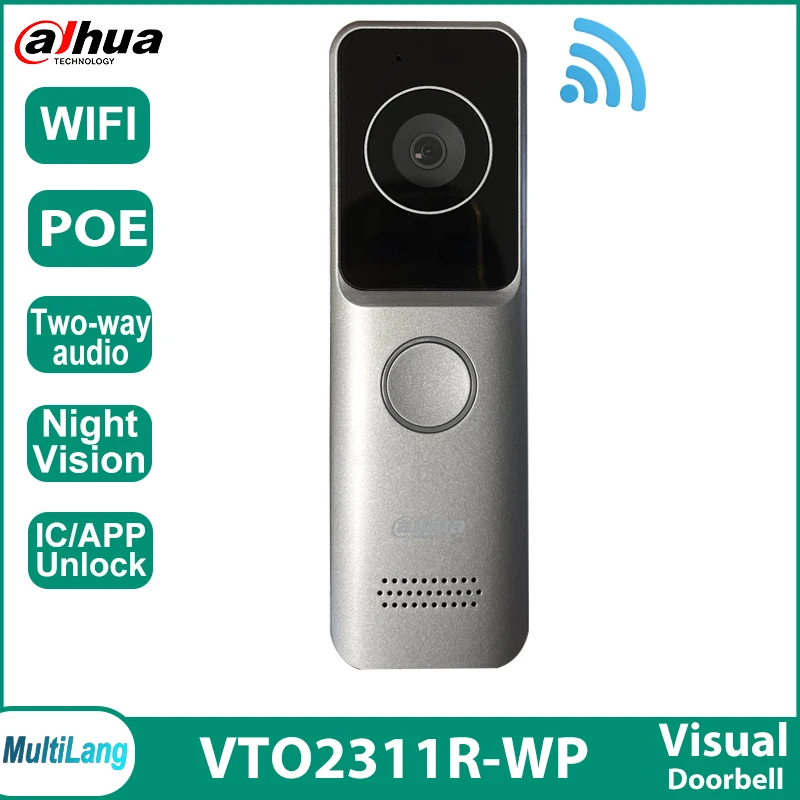 

Dahua VTO2311R-WP HD Wi-Fi IC Card Unlock Smart Door Station Access Control Systems Two-way Audio Wireless POE Residen Intercom