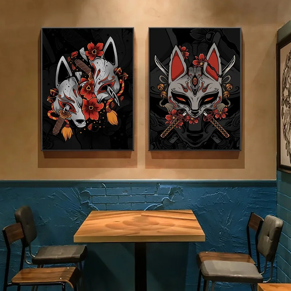 Японская культура демон они маска плакат печать для гостиной домашний декор Hannya