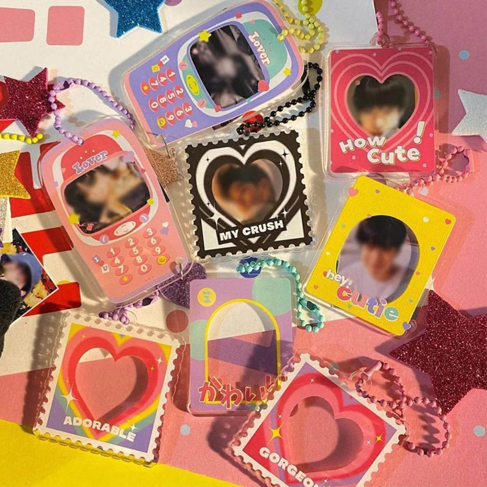 

2022 DIY Photocard Photo Frame Keychain Transparent Acrylic Disc Star Chasing Pendant School Stationery Bus Card Protector