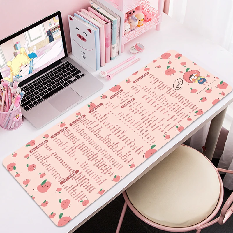 

Pink Desk Pad Oversized Mouse Pad Chinese Shortcut Keys Daquan Office Female Computer Keyboard Pad Cute mousepad girl