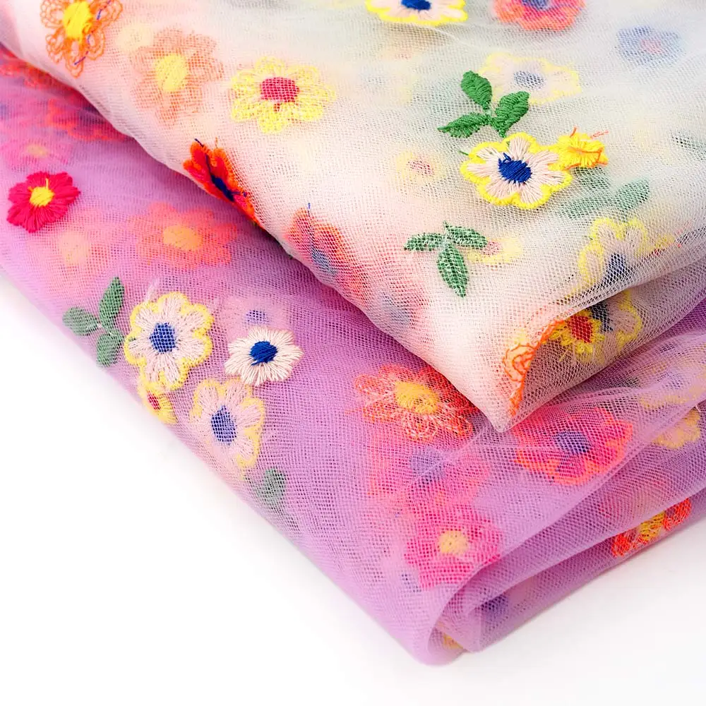 

CHEER BOWS 90*150cm 1pc Gauze Fabric Embroidery Floral Apparel Sewing Materials Home Textile Patches Handmade Crafts Supplies