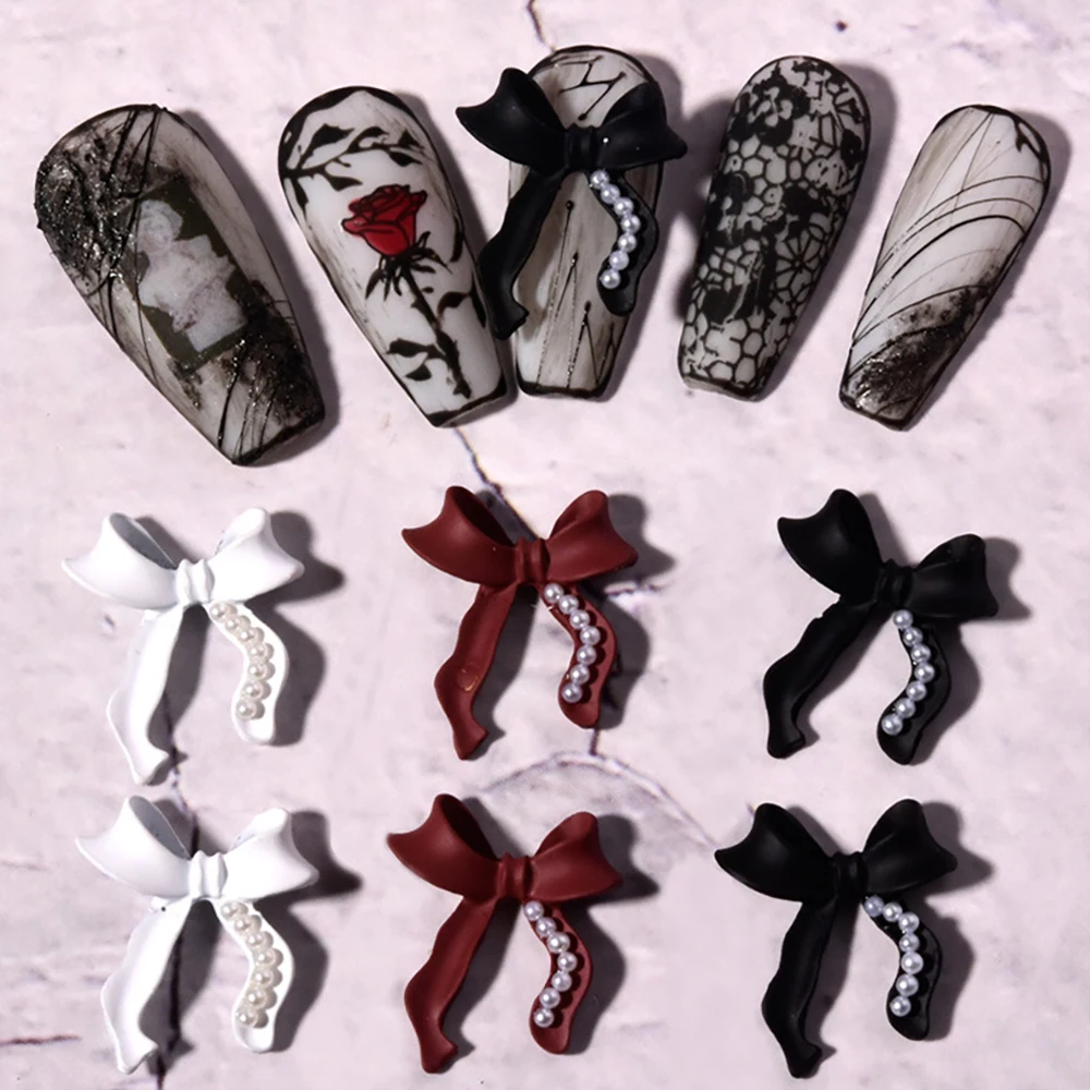 

5Pcs Alloy Delicate Ribbon Bowknot Nail Jewelry Nail Art Decoration Pearl Bow Ornament Manicure Accessories