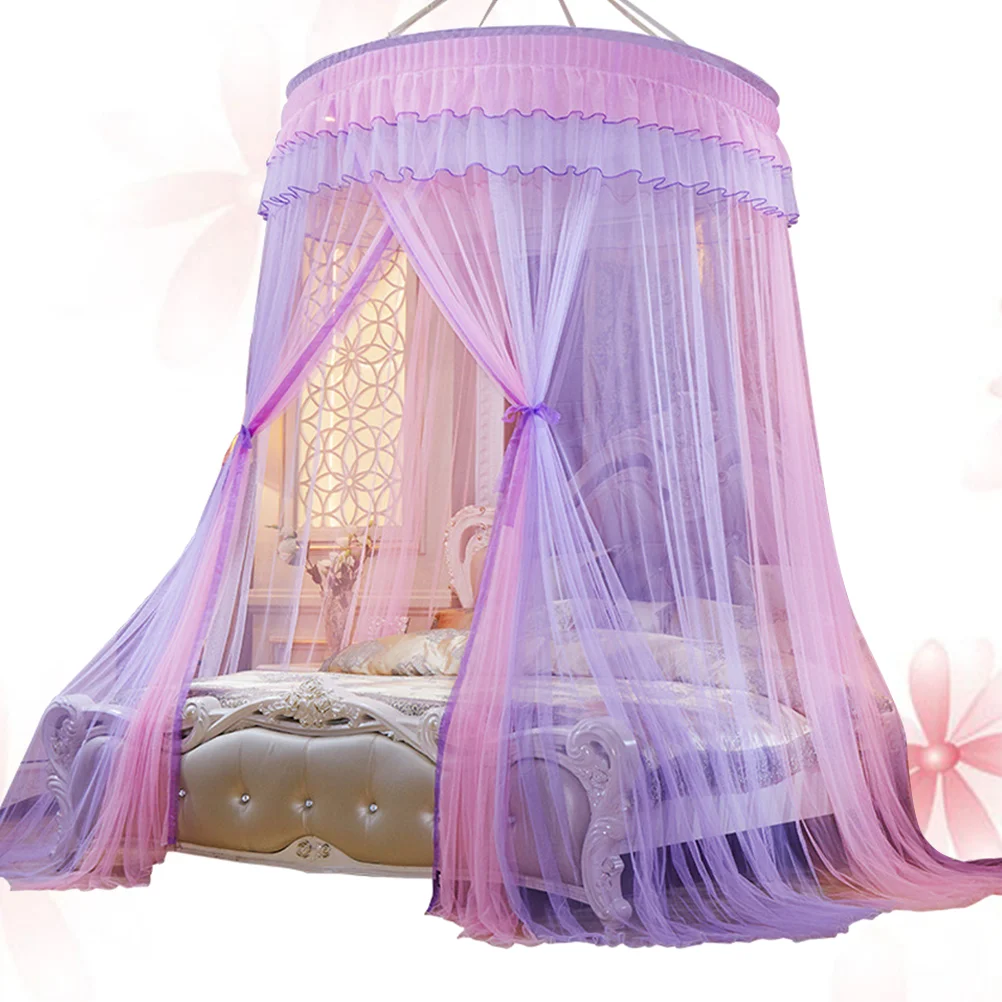 

Круглая купольная кровать, подвесная палатка, круглая москитная сетка, навес, купольная кровать, прочная сетка (розовая, фиолетовая)