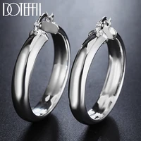 doteffil 925 sterling silver 35mm circle smooth hoop earrings for women lady best gift fashion charm engagement wedding jewelry