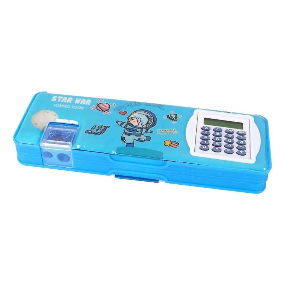 Двухслойный Многофункциональный карандаш, фотошкольный пенал с калькулятором, точилка для карандашей, большая емкость, хранение канцелярских принадлежностей