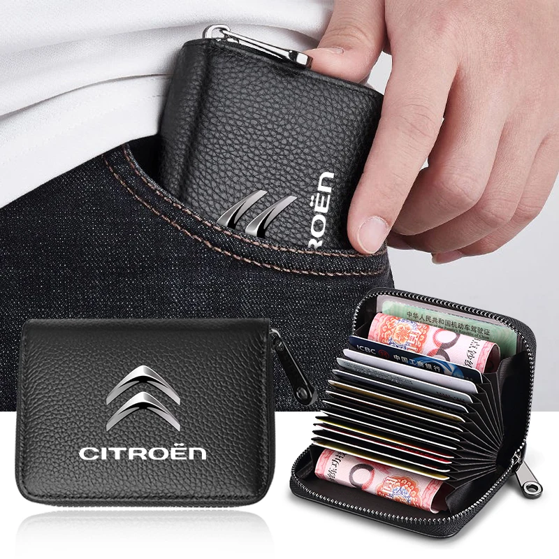 

Car Styling Genuine Leather Wallet Driver License Business Card Holder For Citroen C1 C2 C3 C4 C5 C6 C8 C4L DS3 DS4 DS5 Picasso