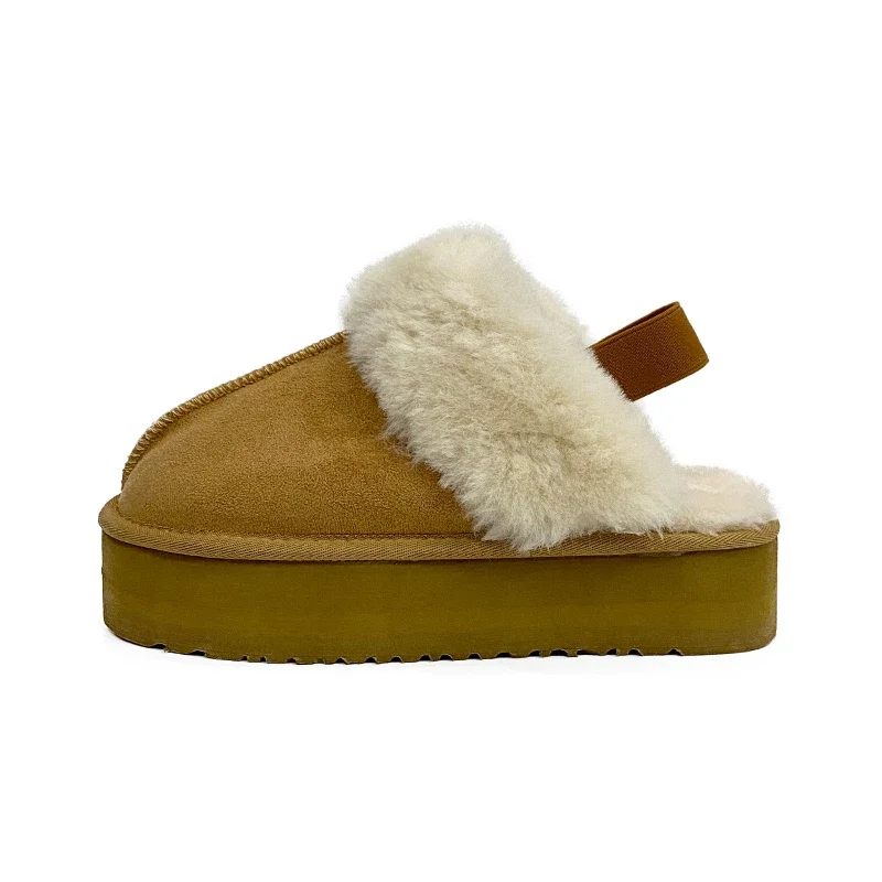 

Winter Women Fur Slippers Warm Boots Platform Flip Flops 2023 New Short Plush Flats Home Cotton Shoes Suede Mules Ladies Boots
