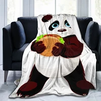 childrens flannel fleece blanket soft warm sofa cover cartoon greedy panda burger 80x60 inch pastoral style