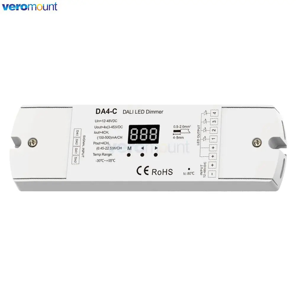 Skydance 350-1200 мА 150-500 12 В-48 В постоянного тока 4-канальный диммер DALI DA4-C (DT6) контроллер CC