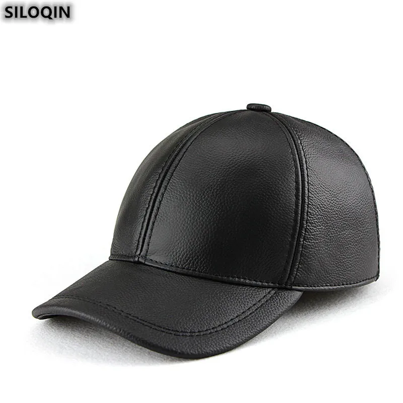 

New Autumn Winter Cap Fashion Men Baseball Caps Men's Leather Hat Women's Cowhide Keep Warm Snapback Peaked Cap Gorra Unisex