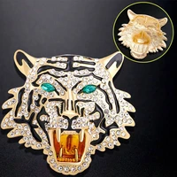 rhinestone roaring tiger brooche big tiger head men party brooch pin women gift