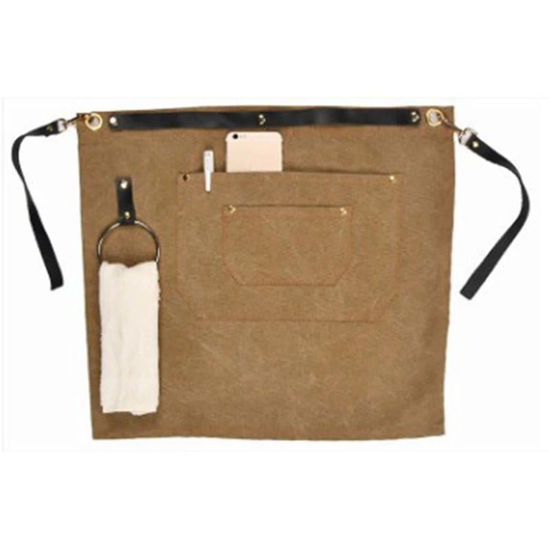 

Фартук с короткой талией, регулируемый ремешок с карманами для приготовления пищи, Кухонные фартуки для женщин, ресторанов, официантов