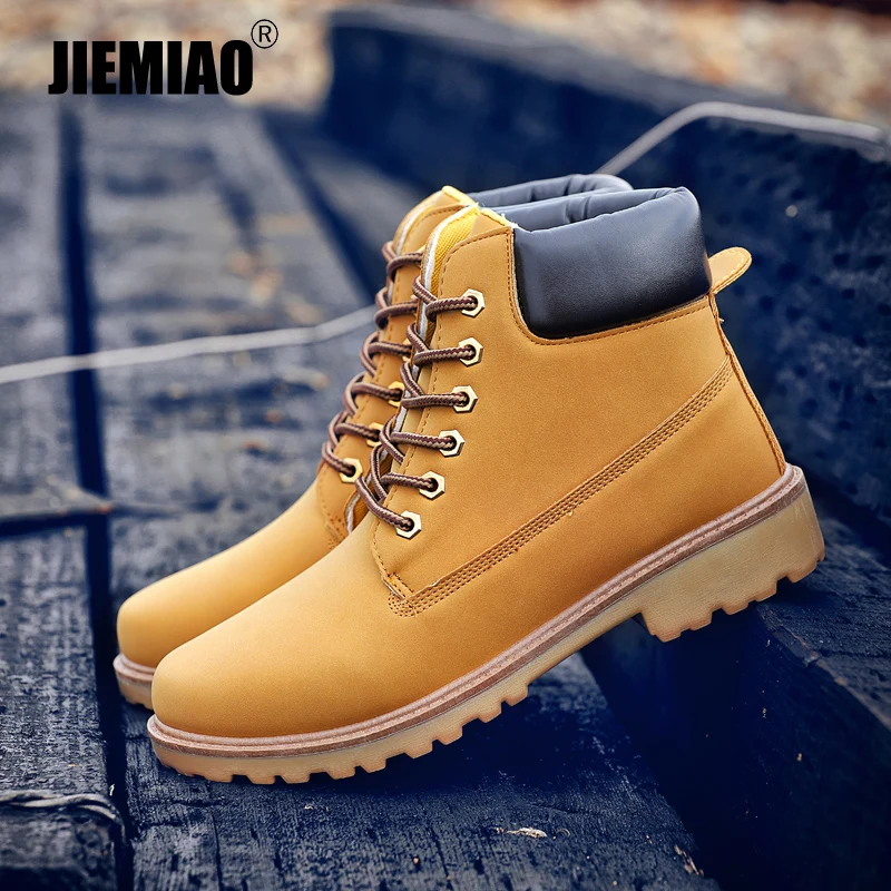 

JIEMIAO Men's Boots Outdoor High Top Men Sneakers Winter Fashion Keep Warm Shoes Brand Street Trend Man Ankle Boots Size 39-46