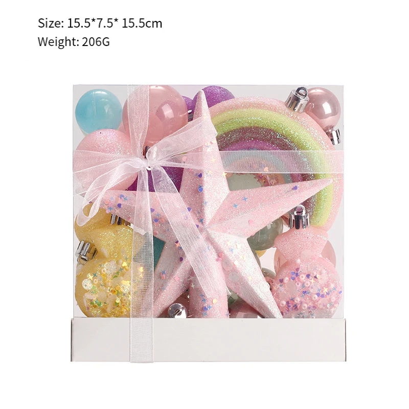 1 комплект набор елочных шаров радужного цвета небьющийся подвесной шар со