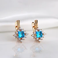 vintage gold square crystal stone hoop earrings purple white zircon geometric hoop earrings for women wedding engagement jewelry