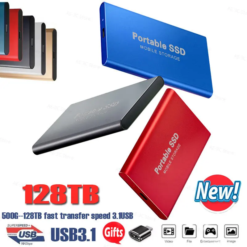 Portable External Hard Drive 500GB 1/2/8/16/30/64TB Solid State Drive SSD for PC Laptop Storage Device USB 3.0 Mobile Hard Drive