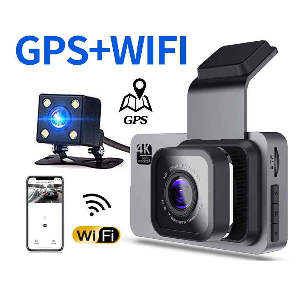 

Видеорегистратор автомобильный, Wi-Fi, 3,0 дюйма, Full HD, 1080P, GPS