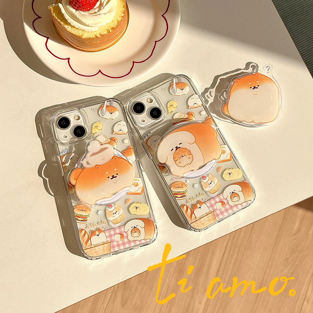 Lovely Shiba Inu Food House for Magsafe Magnetic Phone Case IPhone 16 15 14 13 12 11 Pro Max Plus Anti-fall Clear Back Cover