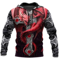 tattoo dungeon skull dragon 3d all over print us size hoodie man women harajuku outwear zipper pullover sweatshirt casual unisex