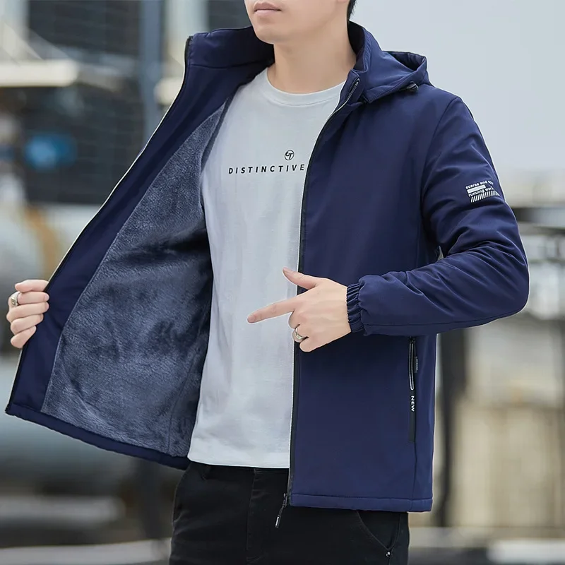 Removable Autumn Winter Men's Jacket 2024 New Trendy Brand Fleece Lined And Thickened Workwear