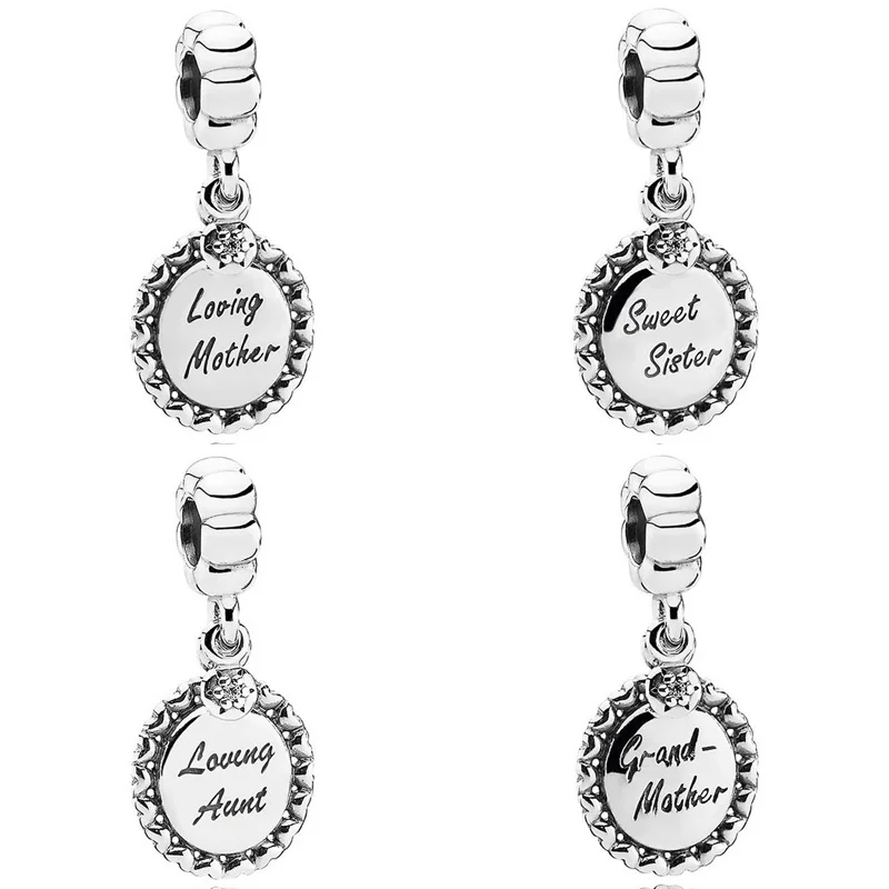 

Loving Mother Sweet Sister Grandmother Loving Aunt Pendant Beads 925 Sterling Silver Charms Fit Fashion Bracelet DIY Jewelry