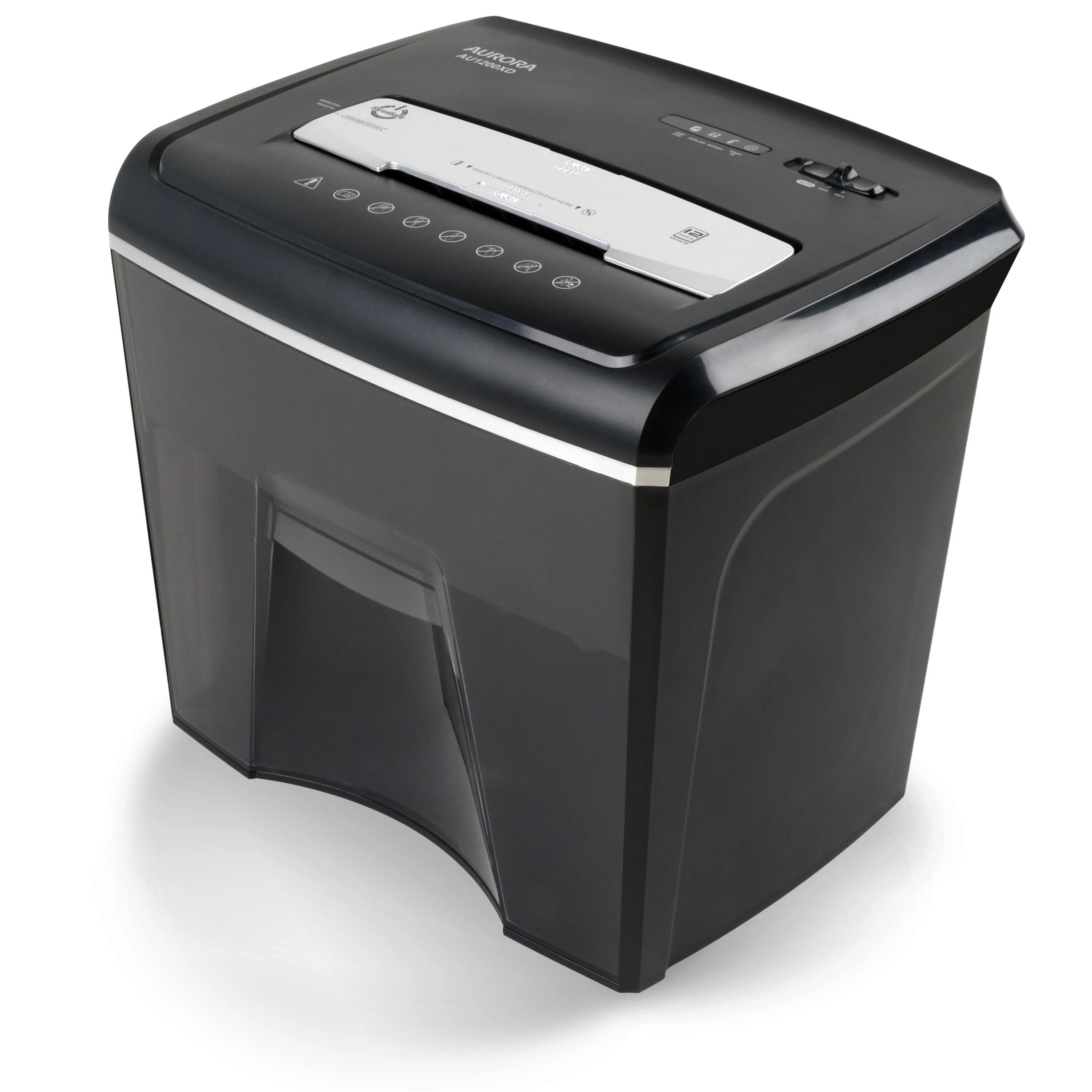 

Compact Desktop-Style 12-Sheet Crosscut Paper and CD/Credit Card/ Junk Mail Pullout Basket Shredder