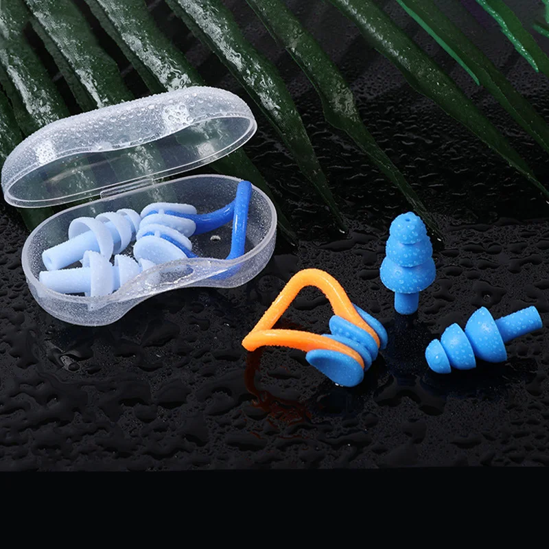 Soft Swimming Earplugs Nose Clip Case Protective Prevent Water Protection Ear Plug Waterproof Soft Silicone Swim Diving Supplies