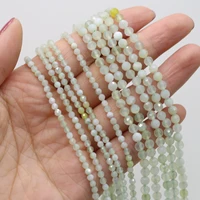 natural stone beads prehnite round faceted beads charms for jewelry making diy necklace bracelet earrings accessory